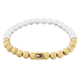 Pulseira Mulher Aço Dourado e Pérolas