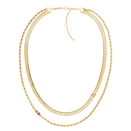 Colar Duplo Mulher Aço Dourado