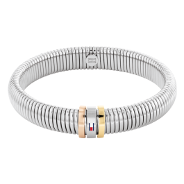 Pulseira Mulher Elástico Aço Bicolor