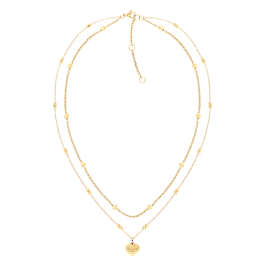 Colar Mulher Aço Dourado Duplo