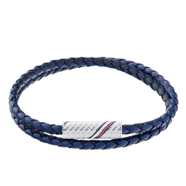 Pulseira Dupla Pele Azul e Aço Íman
