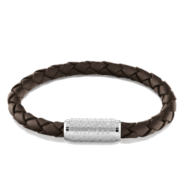 Pulseira Pele Castanha Fecho Aço Íman
