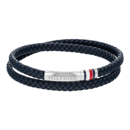 Pulseira dupla Homem em aço e pele azul