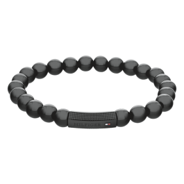 Pulseira Homem preta em aço e ónix