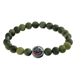 Pulseira Homem Aço IP Cinza e Jade