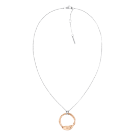 Colar Senhora em Aço e Dourado Rosa