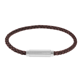 Pulseira Ajustável Homem em Aço e Pele Castanha