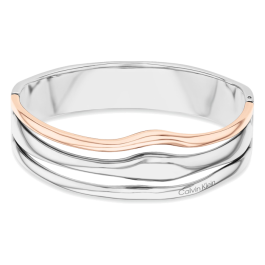 Pulseira Bangle em Aço e Dourado Rosa