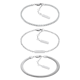 Trio de Pulseiras Senhora em Aço