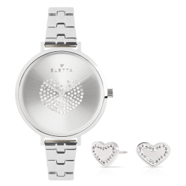 Box Relógio Mulher Hearts Silver