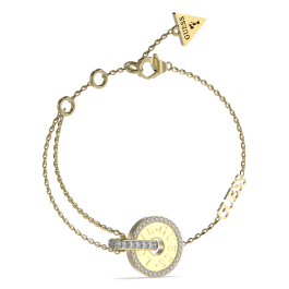 Pulseira em Aço Dourada com Pendente Redondo