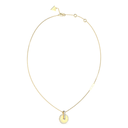 Colar em Aço Dourado com Pendente Redondo