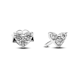 Brincos com Coração de Pedra Tripla