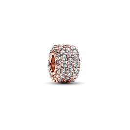 Conta Pavé Dourado Rosa com Cristais