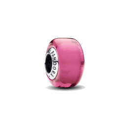 Conta murano rosa prata