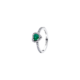 Anel coração verde e zircónia