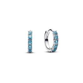 Brincos Timeless Prateado pequenos com Zirc Azul Turquesa