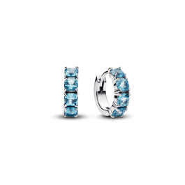 Brincos Timeless Prateados com Zircónias Azul Turquesa