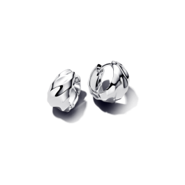 Brincos Prateados Argola Ondulados