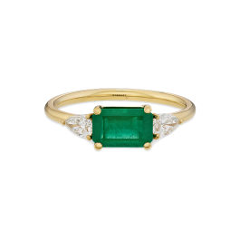 Anel Make A Wish Ouro Amarelo, Esmeralda E Diamantes