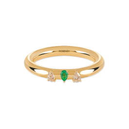 Anel Green Fairy Ouro Amarelo, Esmeralda E Diamantes