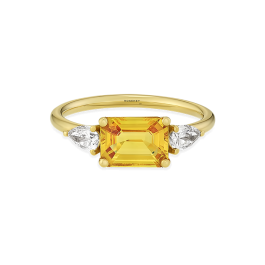 Anel Make A Wish Ouro Amarelo, Safira Amarela E Diamantes