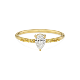 Anel Solitário Pixies Ouro Amarelo,Diamante,Safiras Amarela