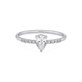 Anel Solitário Pixies Ouro Branco E Diamantes