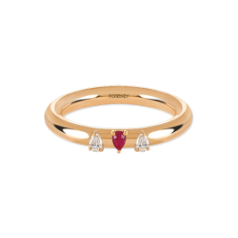 Anel Green Fairy Ouro Rosa, Rubi E Diamantes