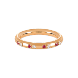 Anel Primrose Ouro Rosa, Rubis E Diamantes