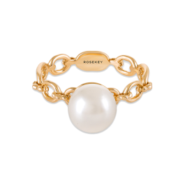 Anel Justify My Love em Ouro Amarelo E Pérola Akoya