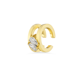 Earcuff Sweet Pear Ouro Amarelo E Diamantes