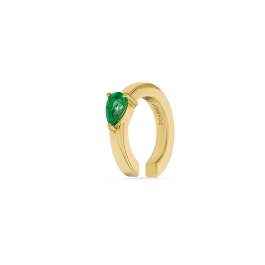 Earcuff Ouro Amarelo E Esmeralda
