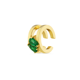 Earcuff Sweet Pear Ouro Amarelo E Esmeraldas