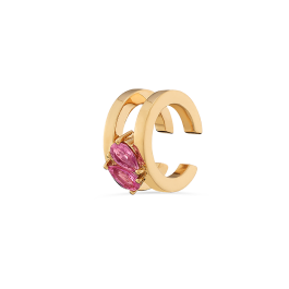 Ear cuff Sweet Pear Ouro Rosa E Safiras Rosa Pera