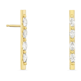 Brincos Whistle Ouro Amarelo E Diamantes Marquise