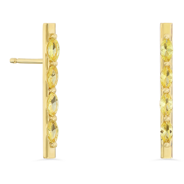 Brincos Whistle Ouro Amarelo E Safiras Amarelas Marquise