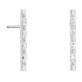 Brincos Whistle Ouro Branco E Diamantes Marquise