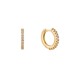 Brincos Mini Argola Ouro Amarelo E Diamantes