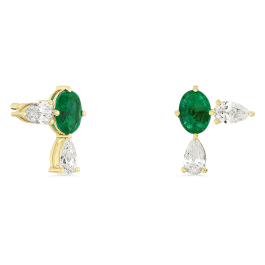 Brincos Make A Wish Ouro Amarelo, Esmeraldas E Diamantes