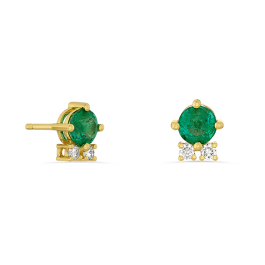 Brincos Primrose Ouro Amarelo, Esmeraldas E Diamantes