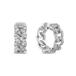 Brincos Links Ouro Branco E Diamantes