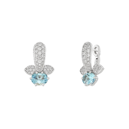 Brincos Ouro Branco, Diamantes E Água-Marinha