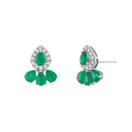 Brincos Ouro Branco, Diamantes E Esmeraldas