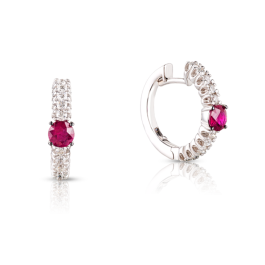 Brincos Ouro Branco, Diamantes E Rubis