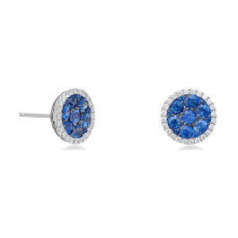 Brincos Diamantes E Safira Azul