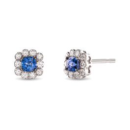 Brincos Ouro Branco, Safiras Azuis E Diamantes