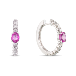 Brincos Diamantes E Safiras Rosa Oval
