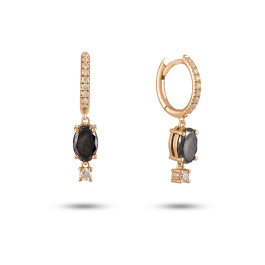 Brincos Fizz Hoop Ouro Rosa, Diamantes Pretos E Diamantes