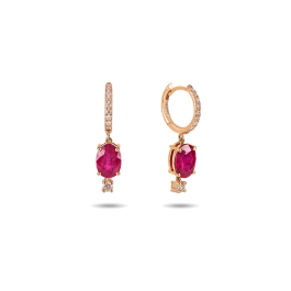 Brincos Fizz Hoop Ouro Rosa, Rubis e Diamantes